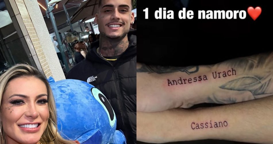 Andressa Urach celebra novo romance com tatuagem: “1 dia de