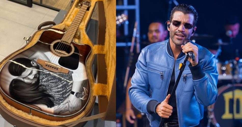 Gusttavo Lima é homenageado com violão personalizado em reconhecimento pelas